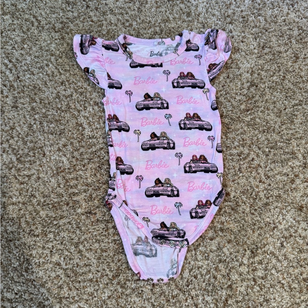 Posh Peanut Pink Malibu Barbie Car Print Bodysuit